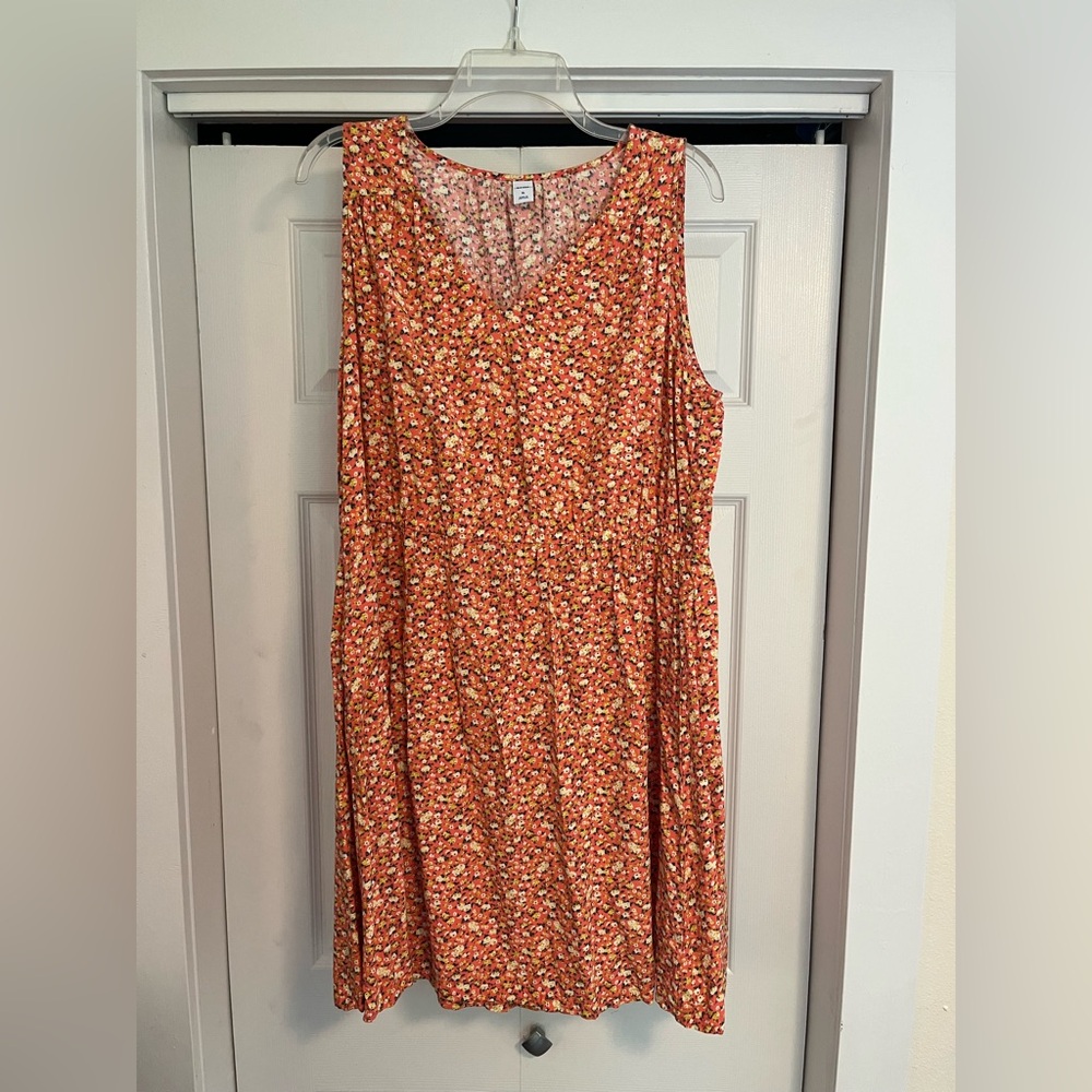 Old Navy Sleeveless Midi Dress - Orange and Cream